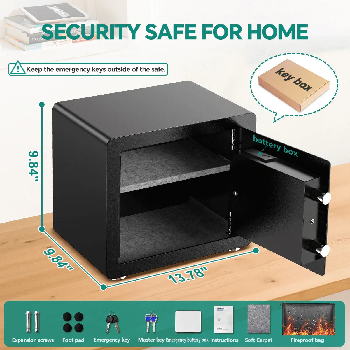 TNTANTS 2.0-5.3 Safe Box Digital Keypad LCD Screen Home Security with Fireproof Waterproof Bag Adjustable Shelf Combination Lock Heavy Duty Gift Guide - TNTANTS