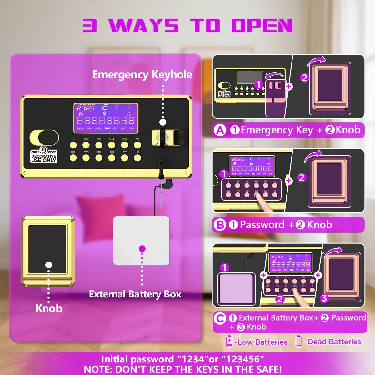TNTANTS 3.3 Large Safe Box with Digital Keypad, Fireproof Waterproof Bag, Adjustable Shelf, Home Security System, Wireless Alarm, Intelligent Lighting,Heavy Duty Anti-theft Design Gift Guide - TNTANTS