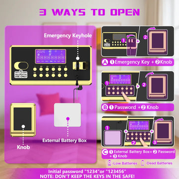 TNTANTS 3.3 Large Safe Box with Digital Keypad, Fireproof Waterproof Bag, Adjustable Shelf, Home Security System, Wireless Alarm, Intelligent Lighting,Heavy Duty Anti-theft Design Gift Guide - TNTANTS