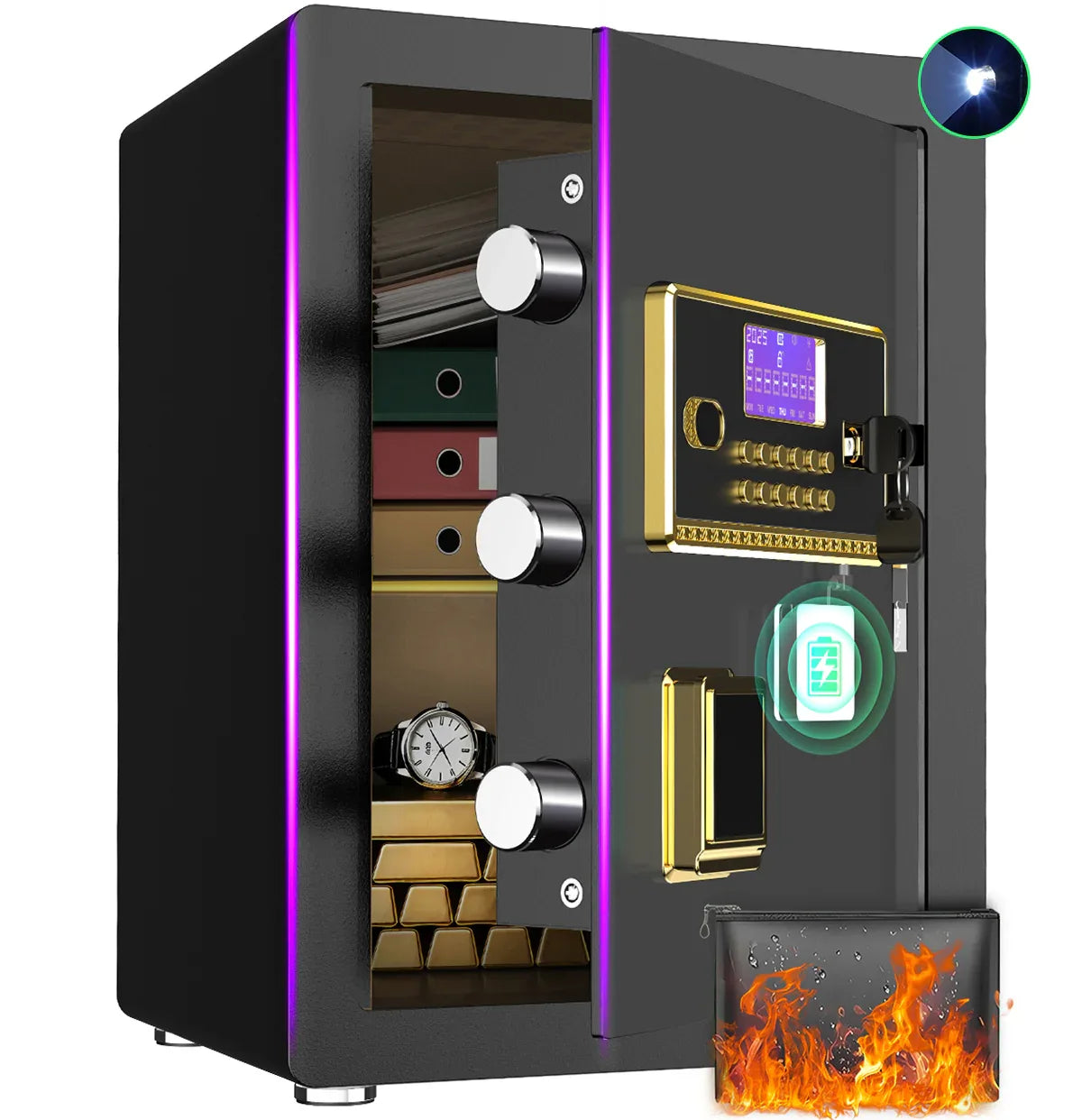 TNTANTS 2.0-5.3 Safe Box Digital Keypad LCD Screen Home Security with Fireproof Waterproof Bag Adjustable Shelf Combination Lock Heavy Duty Gift Guide - TNTANTS