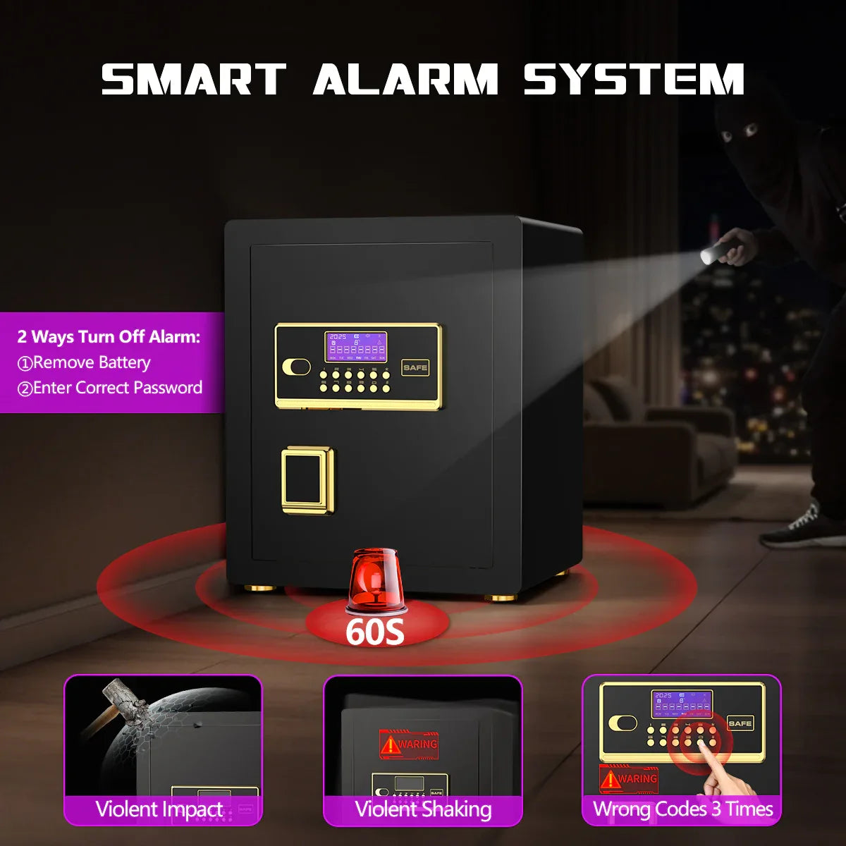 TNTANTS 3.3 Large Safe Box with Digital Keypad, Fireproof Waterproof Bag, Adjustable Shelf, Home Security System, Wireless Alarm, Intelligent Lighting,Heavy Duty Anti-theft Design Gift Guide - TNTANTS