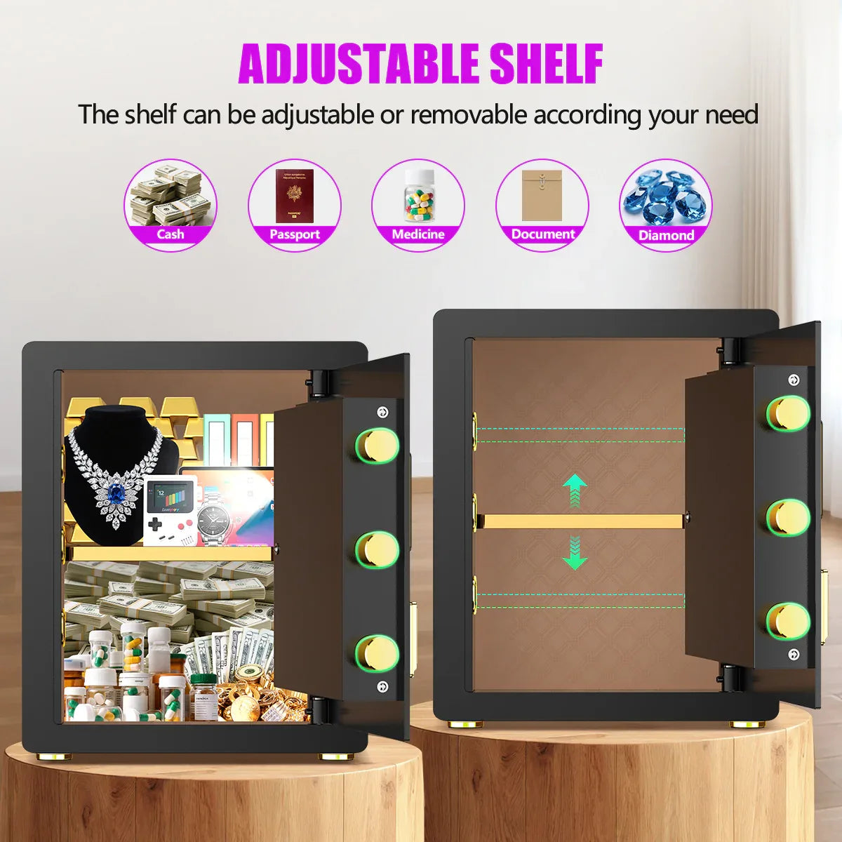 TNTANTS 3.3 Large Safe Box with Digital Keypad, Fireproof Waterproof Bag, Adjustable Shelf, Home Security System, Wireless Alarm, Intelligent Lighting,Heavy Duty Anti-theft Design Gift Guide - TNTANTS