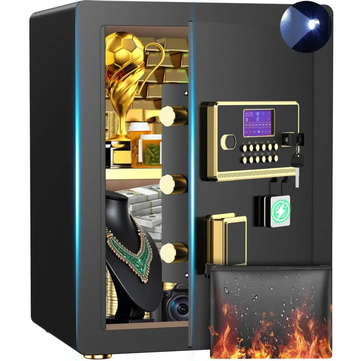 TNTANTS 2.0-5.3 Safe Box Digital Keypad LCD Screen Home Security with Fireproof Waterproof Bag Adjustable Shelf Combination Lock Heavy Duty Gift Guide - TNTANTS