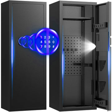 TNTANTS Gun Cabinet, Quick Access Long Gun Safe for Home Rifles and Pistols, Large Unassembled Rifle Safe with Removable Shelves, Pegboard - TNTANTS