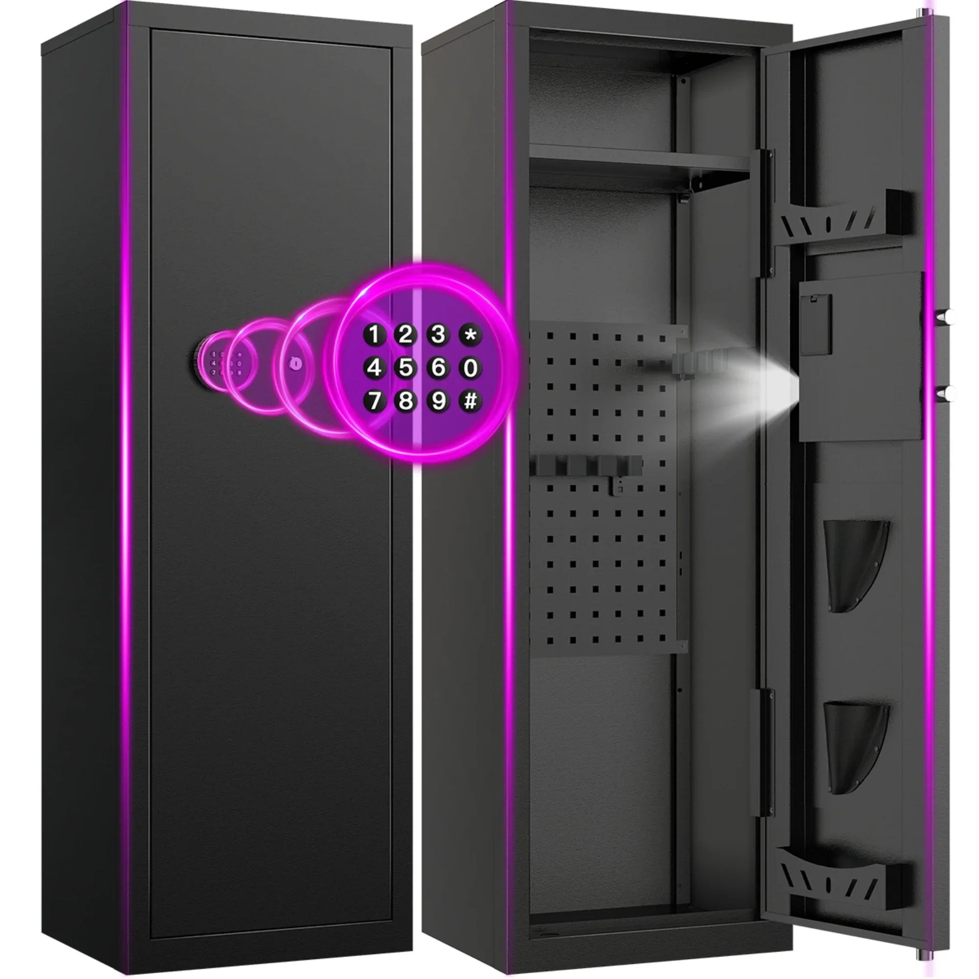 TNTANTS 8-10 Gun Cabinet, Quick Access Long Gun Safe for Home Rifles and Pistols, Large Unassembled Rifle Safe with Removable Shelves, Digital Keypad, Pegboard - TNTANTS