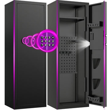 TNTANTS 8-10 Gun Cabinet, Quick Access Long Gun Safe for Home Rifles and Pistols, Large Unassembled Rifle Safe with Removable Shelves, Digital Keypad, Pegboard - TNTANTS