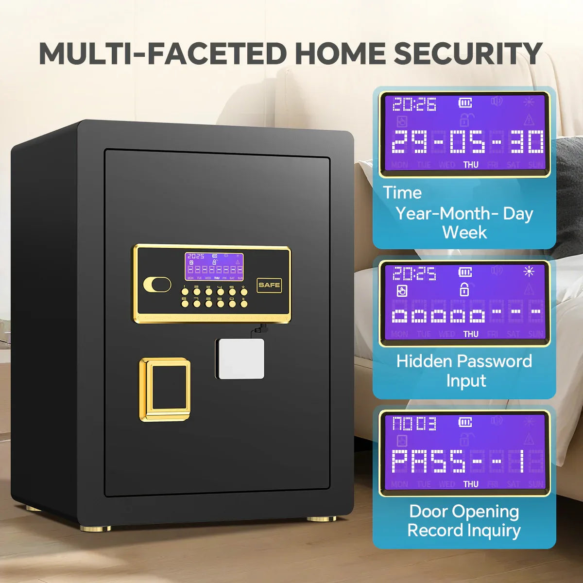 TNTANTS 3.8 Large Safe Box, Digital Keypad, Digital Board, Home Security Safe With A-Level Fireproof Waterproof Bag & Alarm System Electronic Lock Heavy Duty Adjustable Shelf - TNTANTS