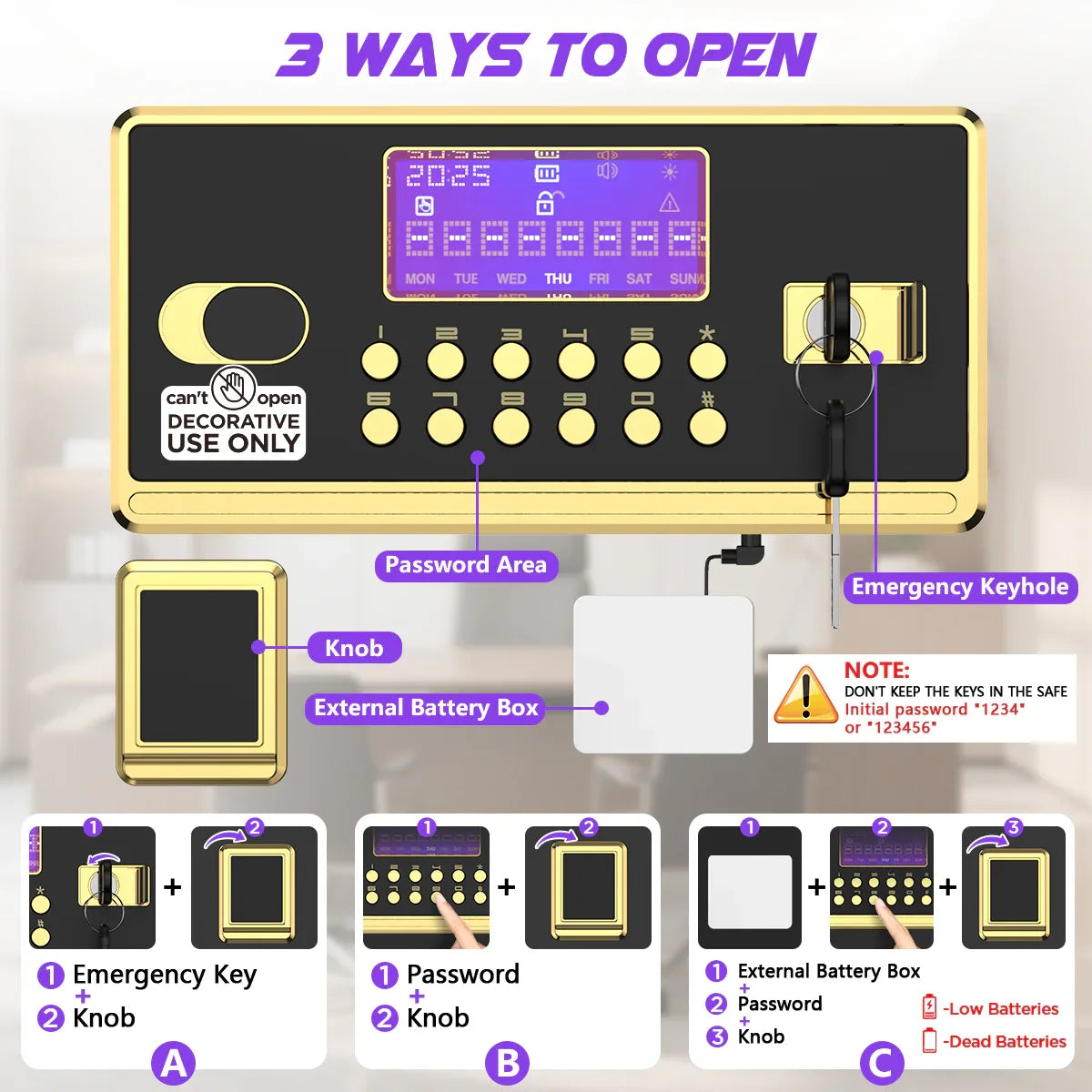 TNTANTS 5.3 Large Safe Box, Digital Keypad Home Security Safe With Smart Alarm System Interior Safe Lock Box, for Valuables Spy Gadgets - TNTANTS