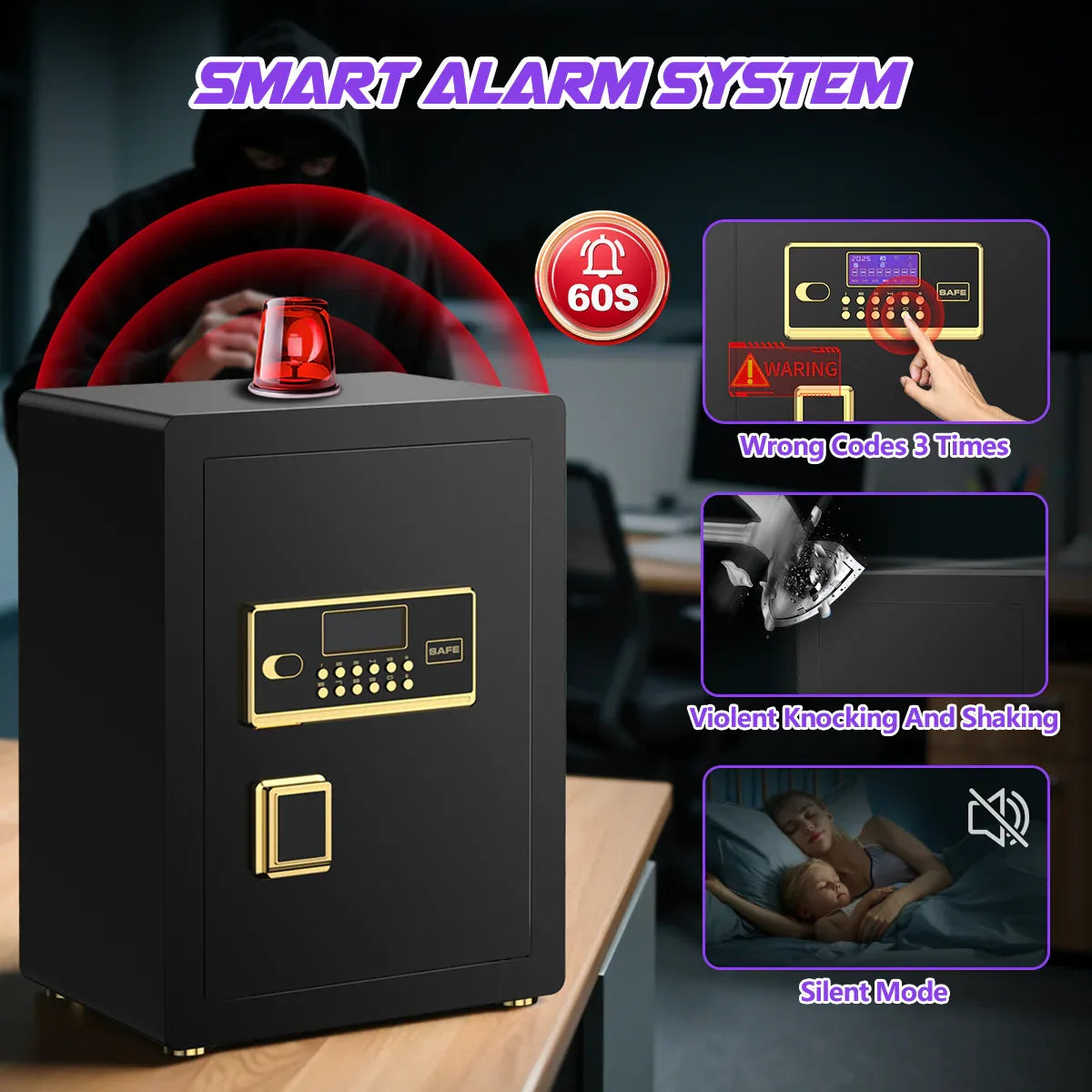 TNTANTS 5.3 Large Safe Box, Digital Keypad Home Security Safe With Smart Alarm System Interior Safe Lock Box, for Valuables Spy Gadgets - TNTANTS