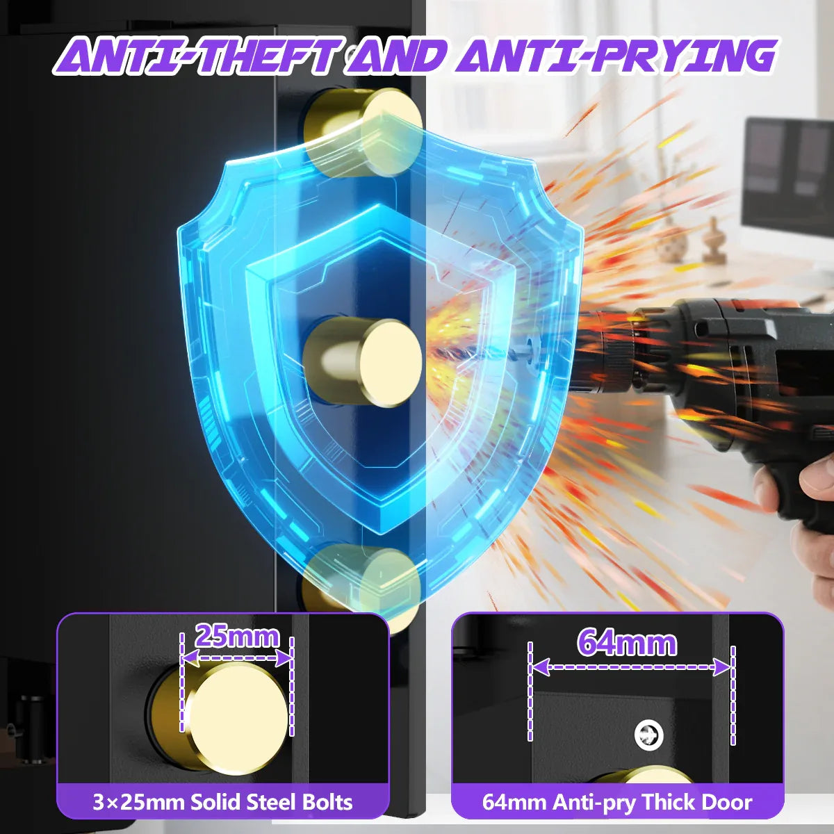 TNTANTS 5.3 Large Safe Box, Digital Keypad Home Security Safe With Smart Alarm System Interior Safe Lock Box, for Valuables Spy Gadgets - TNTANTS