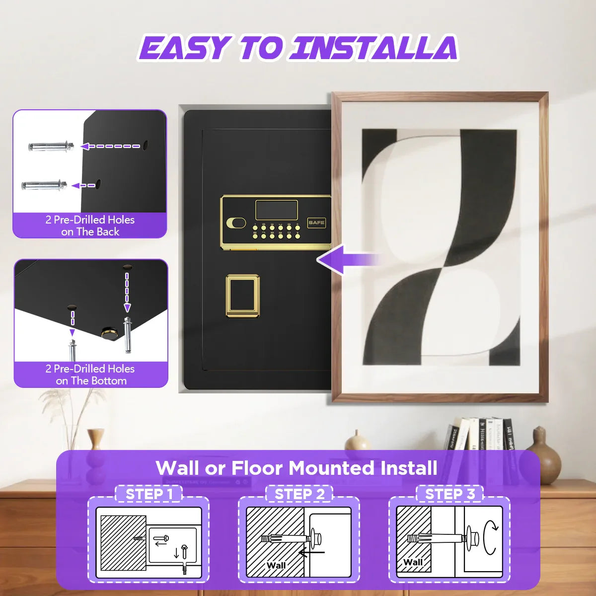 TNTANTS 5.3 Large Safe Box, Digital Keypad Home Security Safe With Smart Alarm System Interior Safe Lock Box, for Valuables Spy Gadgets - TNTANTS