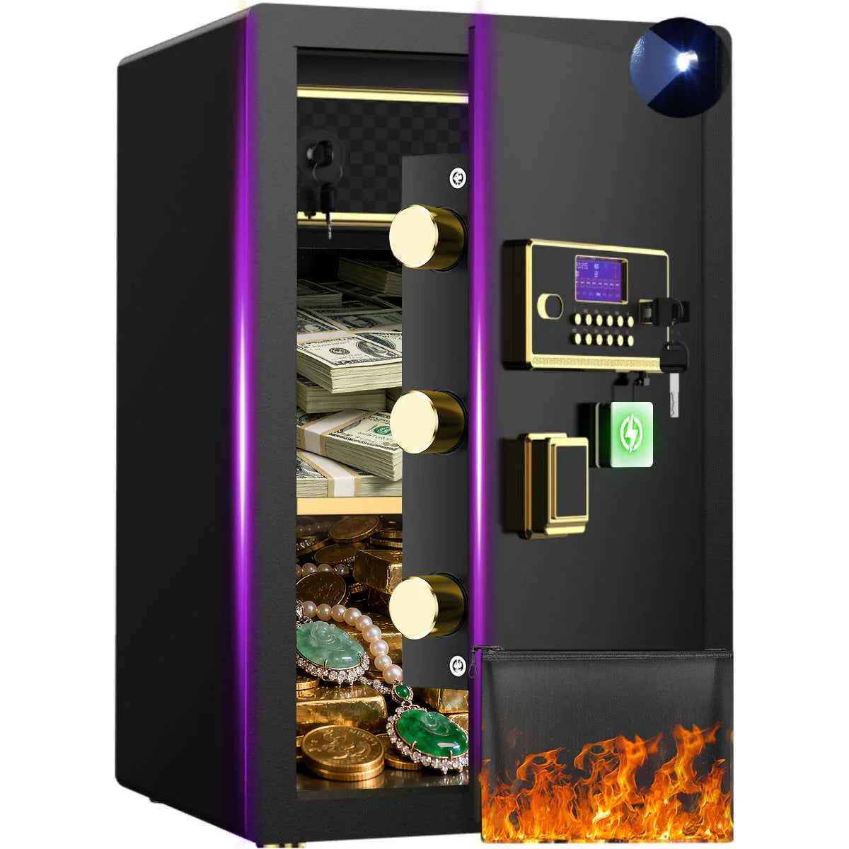 TNTANTS 2.0-5.3 Safe Box Digital Keypad LCD Screen Home Security with Fireproof Waterproof Bag Adjustable Shelf Combination Lock Heavy Duty Gift Guide - TNTANTS