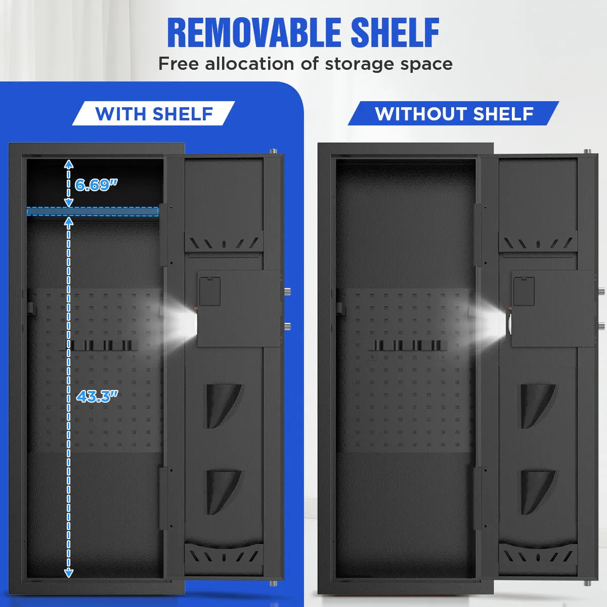 TNTANTS Gun Cabinet, Quick Access Long Gun Safe for Home Rifles and Pistols, Large Unassembled Rifle Safe with Removable Shelves, Pegboard - TNTANTS