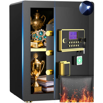 TNTANTS 3.8 Large Safe Box, Digital Keypad, Digital Board, Home Security Safe With A-Level Fireproof Waterproof Bag & Alarm System Electronic Lock Heavy Duty Adjustable Shelf - TNTANTS