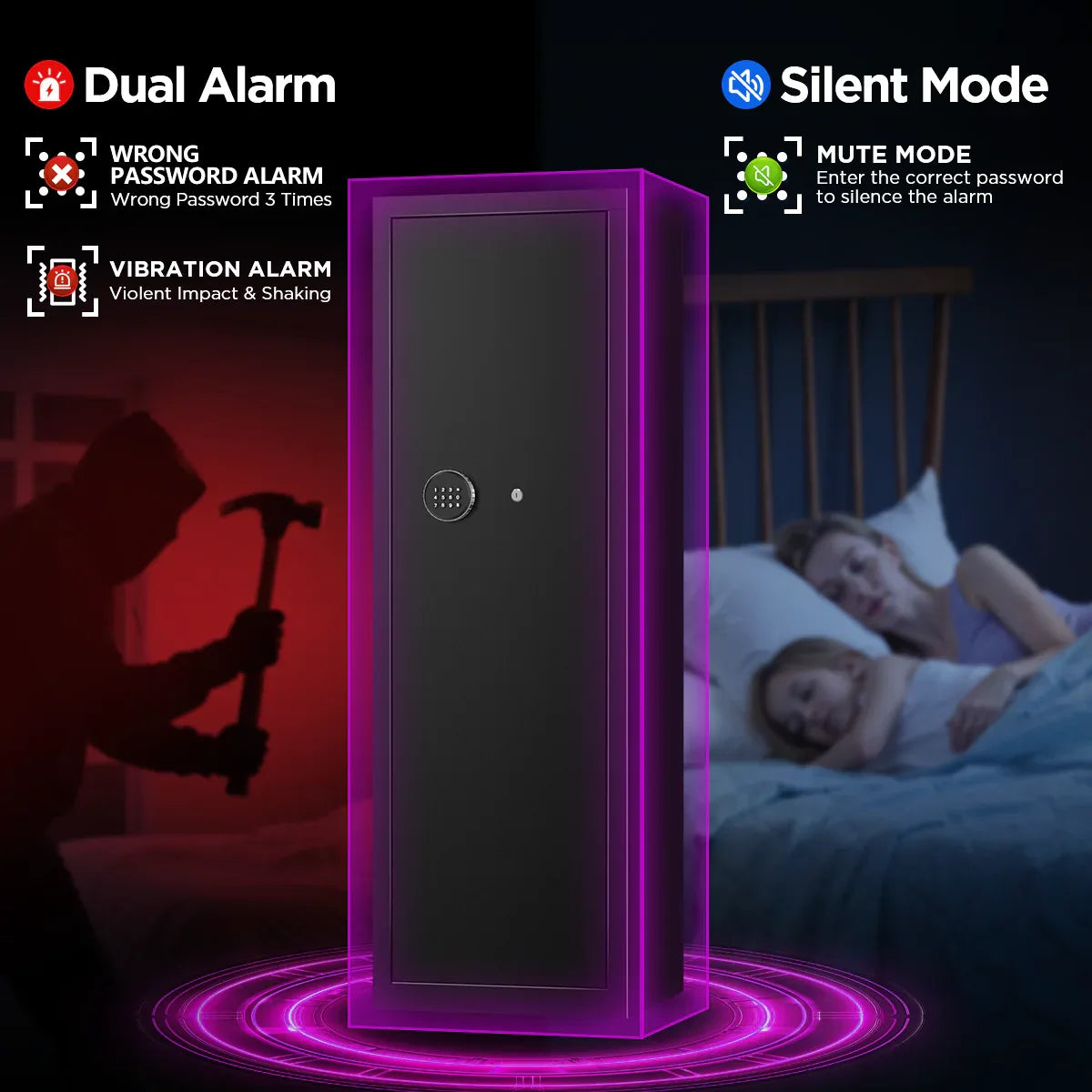 TNTANTS 8-10 Gun Cabinet, Quick Access Long Gun Safe for Home Rifles and Pistols, Large Unassembled Rifle Safe with Removable Shelves, Digital Keypad, Pegboard - TNTANTS