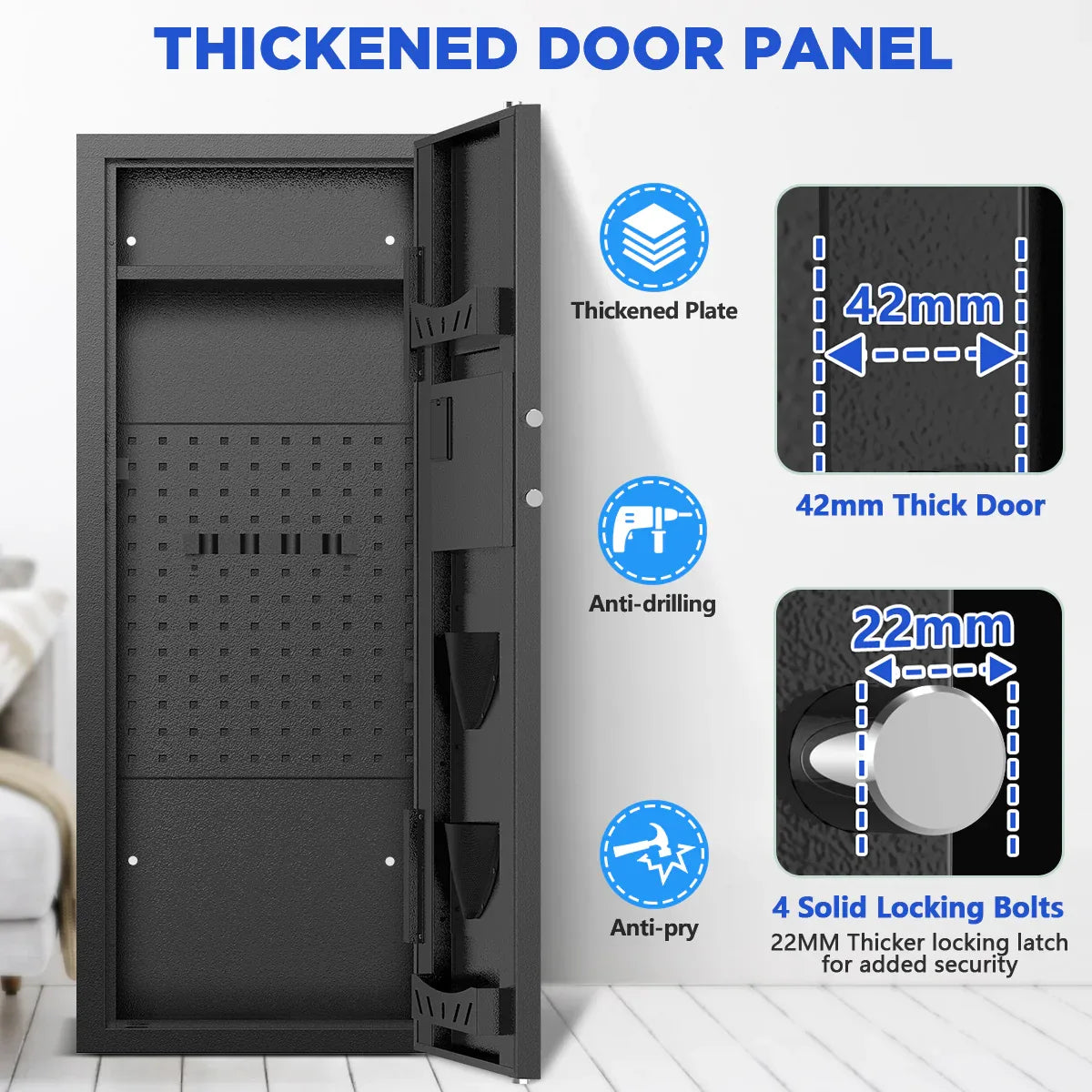 TNTANTS Gun Cabinet, Quick Access Long Gun Safe for Home Rifles and Pistols, Large Unassembled Rifle Safe with Removable Shelves, Pegboard - TNTANTS