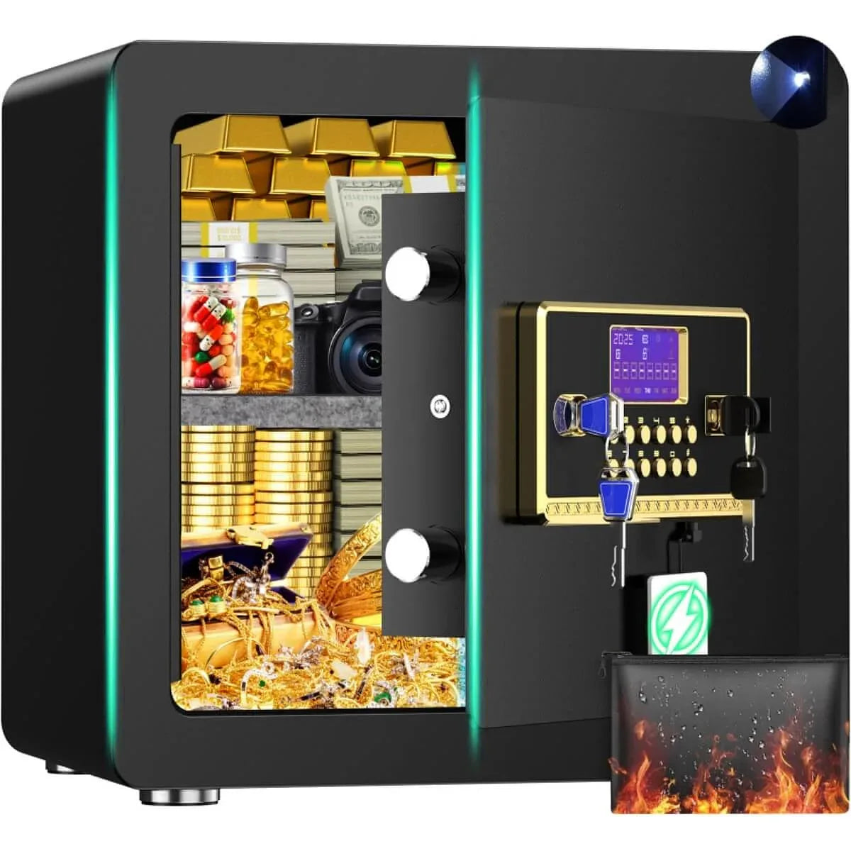 TNTANTS 2.0-5.3 Safe Box Digital Keypad LCD Screen Home Security with Fireproof Waterproof Bag Adjustable Shelf Combination Lock Heavy Duty Gift Guide - TNTANTS