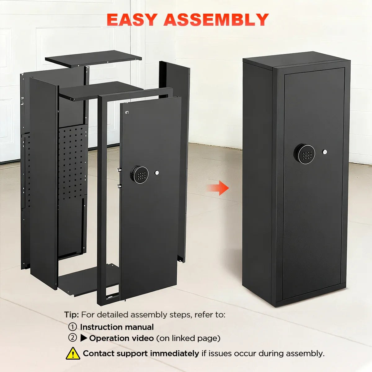 TNTANTS 12-16 Large Unassembled Safe Cabinet with Digital Panel & LED Light Quick Access Home Storage Anti-Theft Design - TNTANTS