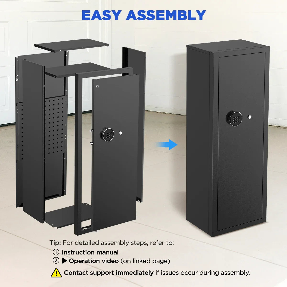 TNTANTS Gun Cabinet, Quick Access Long Gun Safe for Home Rifles and Pistols, Large Unassembled Rifle Safe with Removable Shelves, Pegboard - TNTANTS
