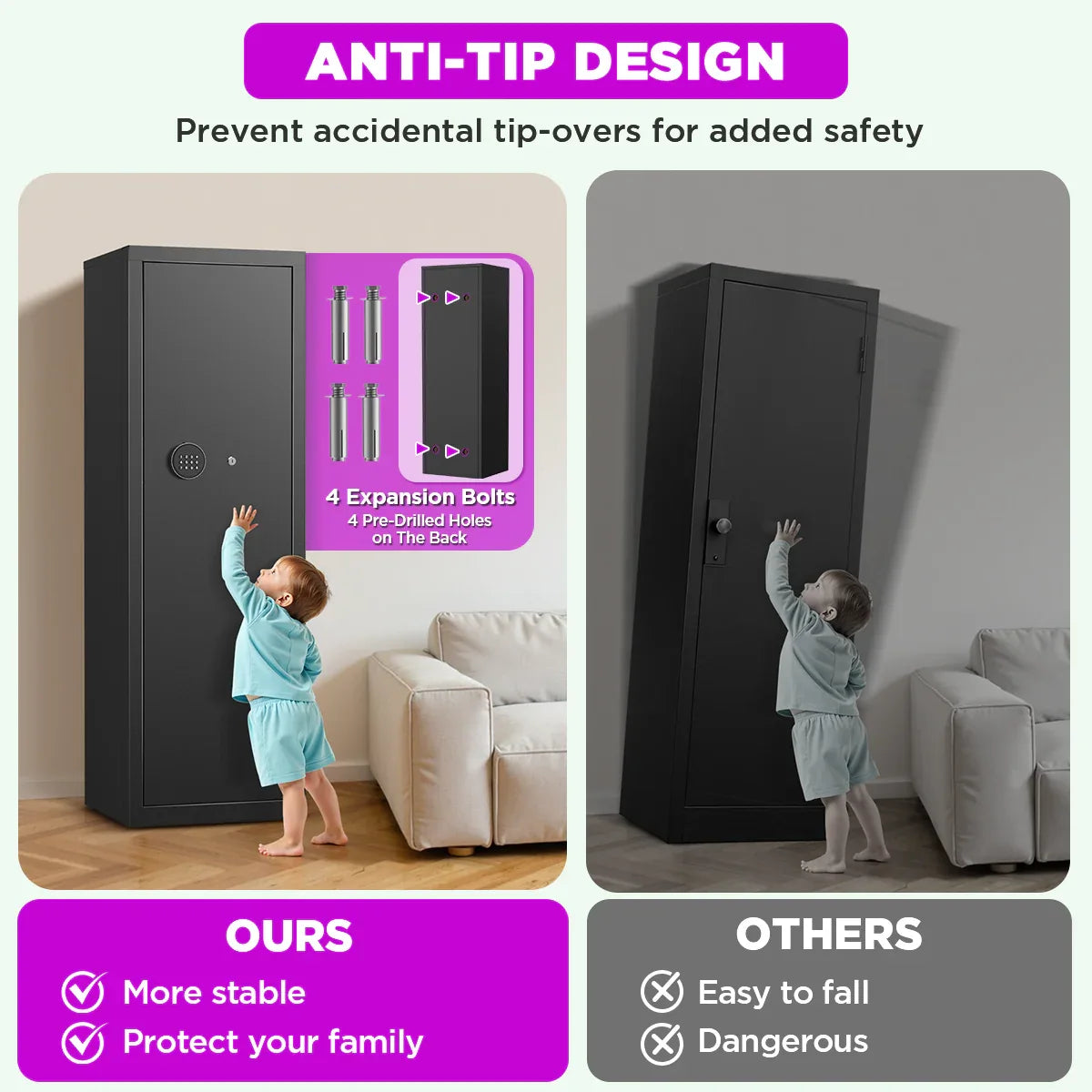 TNTANTS 8-10 Gun Cabinet, Quick Access Long Gun Safe for Home Rifles and Pistols, Large Unassembled Rifle Safe with Removable Shelves, Digital Keypad, Pegboard - TNTANTS
