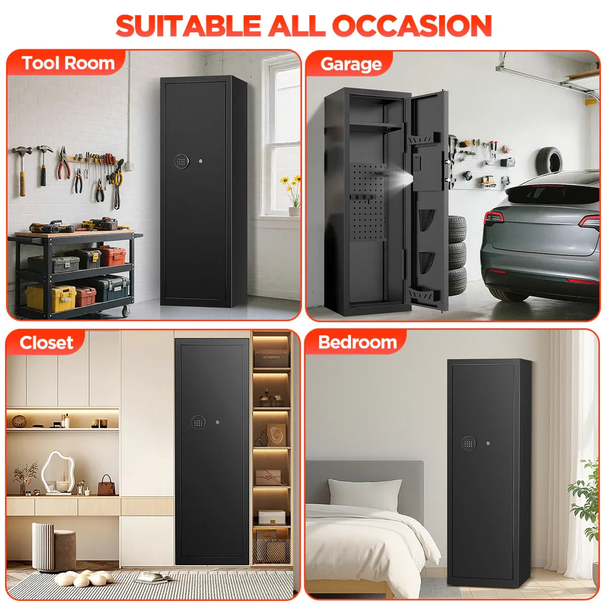 TNTANTS 12-16 Large Unassembled Safe Cabinet with Digital Panel & LED Light Quick Access Home Storage Anti-Theft Design - TNTANTS