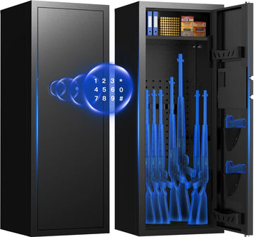 TNTANTS Gun Cabinet, Quick Access Long Gun Safe for Home Rifles and Pistols, Large Unassembled Rifle Safe with Removable Shelves, Pegboard - TNTANTS