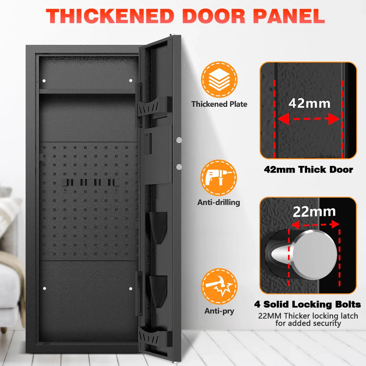 TNTANTS 12-16 Large Unassembled Safe Cabinet with Digital Panel & LED Light Quick Access Home Storage Anti-Theft Design - TNTANTS