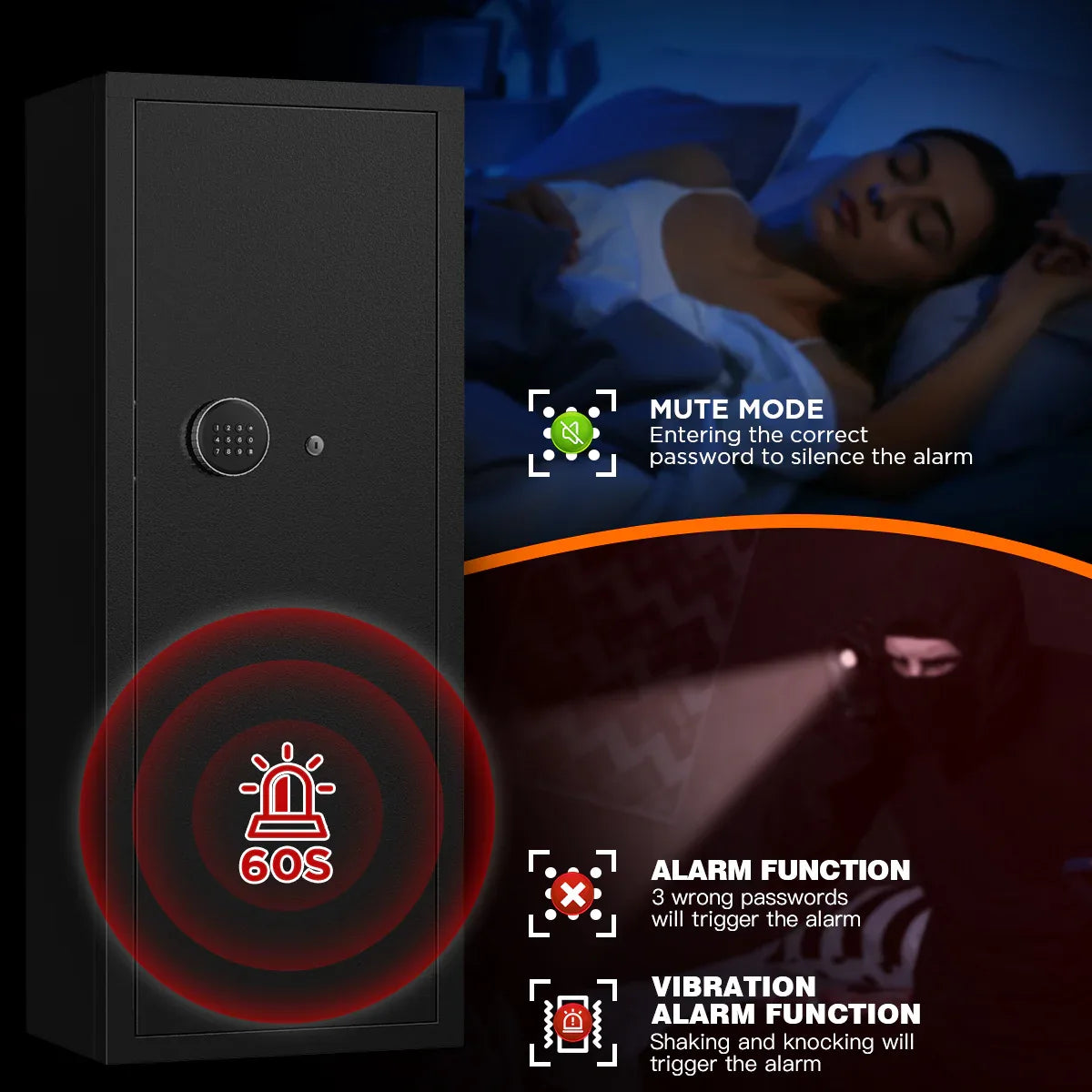 TNTANTS 12-16 Large Unassembled Safe Cabinet with Digital Panel & LED Light Quick Access Home Storage Anti-Theft Design - TNTANTS