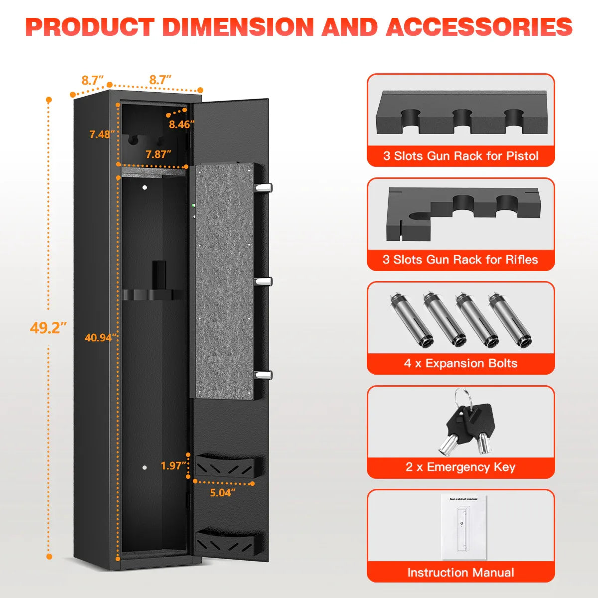 TNTANTS 2-4 Long Gun Cabinets for Home Storage of Rifles &Pistols Quick-Access - TNTANTS