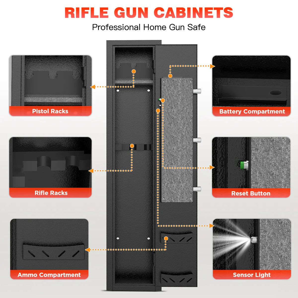 TNTANTS 2-4 Long Gun Cabinets for Home Storage of Rifles &Pistols Quick-Access - TNTANTS