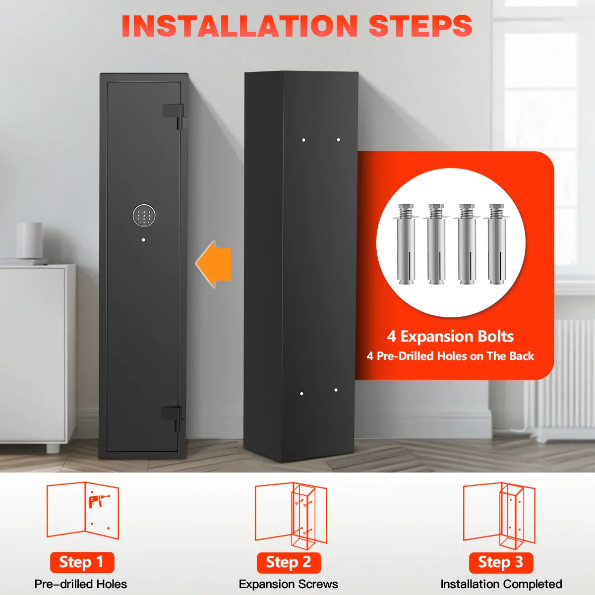 TNTANTS 2-4 Long Gun Cabinets for Home Storage of Rifles &Pistols Quick-Access - TNTANTS